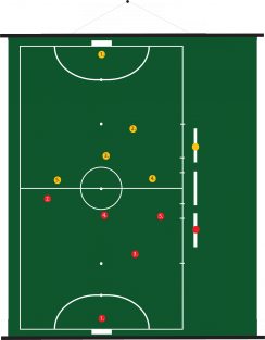 94 x 105 cm - Oprolbaar magnetisch coachbord futsal